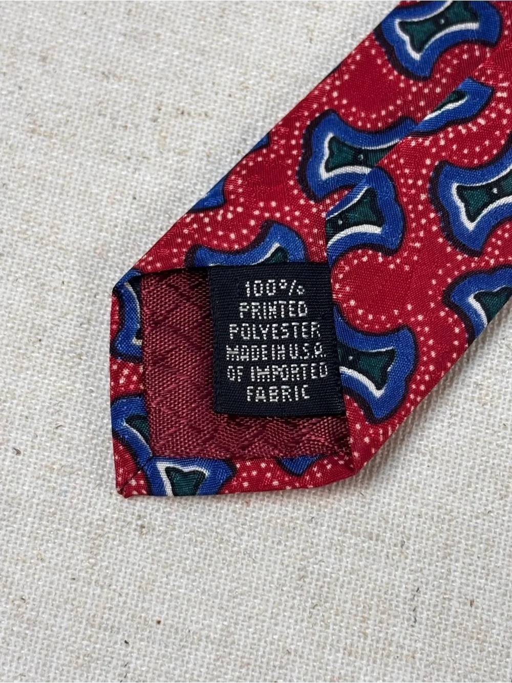 Christian Dior Monsieur Vintage Red Geometric Designer Neck Tie USA